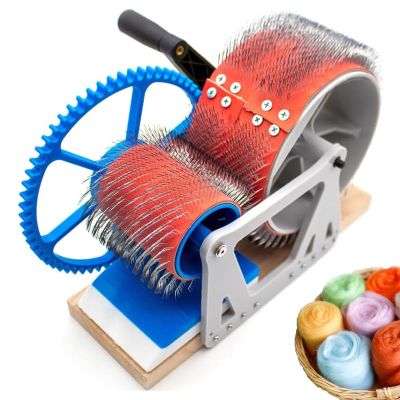 Hand-Cranked Wool Carding Machine, Wool Felt Drum Carder with Hand Crank, Fast Color Mixing, Combing, Spinning, Remove Fiber impurities, for DIY Wool Felt, Handicraft Enthusiasts