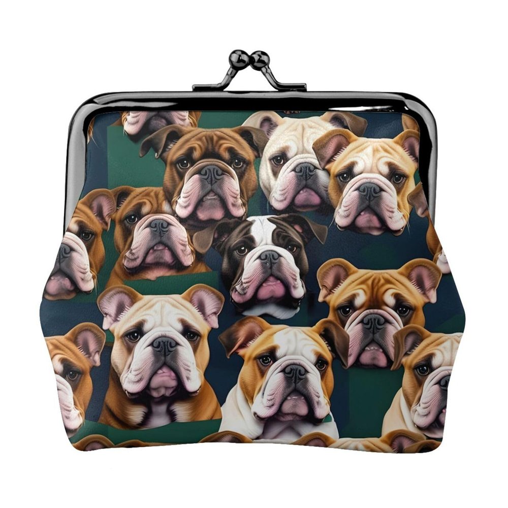 Cute English Bulldog Print Women'S Kiss Lock Coin Pouch, Mini Wallet For Cards And Lipstick, Soft Compact Purse