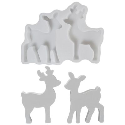 Christmas Elk Deer Silicone Molds, Candle Moulds for Candle Making, DIY Xmas Theme Reindeer Molds, Expoy Casting Mould for Aromatherapy Soap Clay Craft Christmas Decor (Set-A)