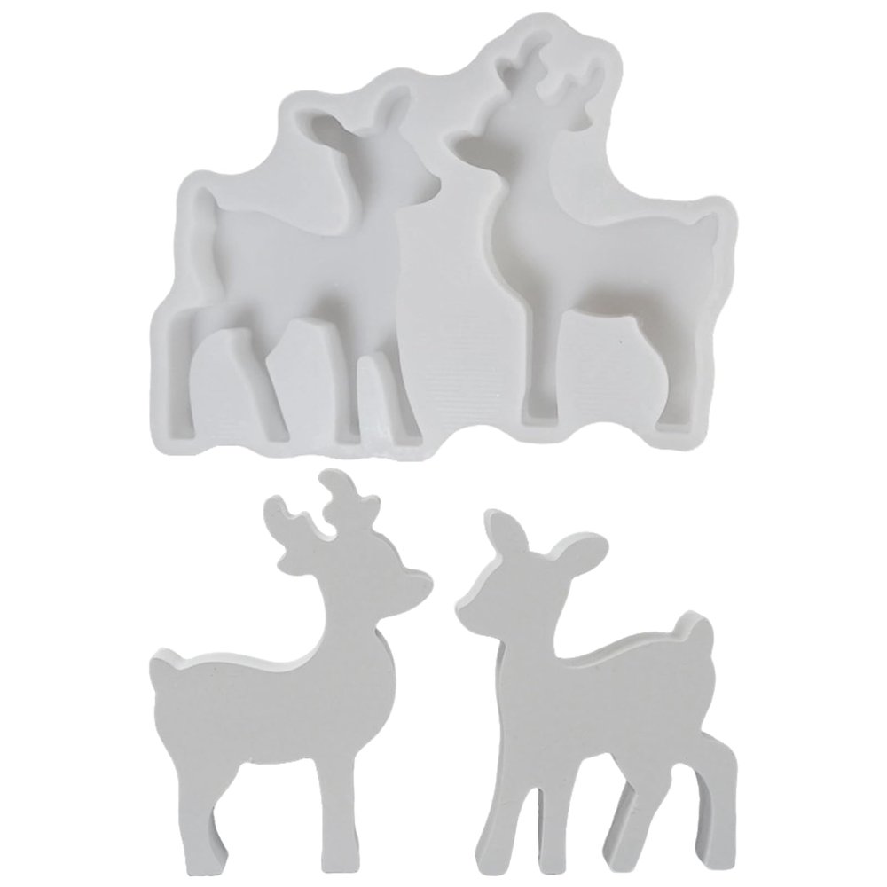 Christmas Elk Deer Silicone Molds, Candle Moulds for Candle Making, DIY Xmas Theme Reindeer Molds, Expoy Casting Mould for Aromatherapy Soap Clay Craft Christmas Decor (Set-A)
