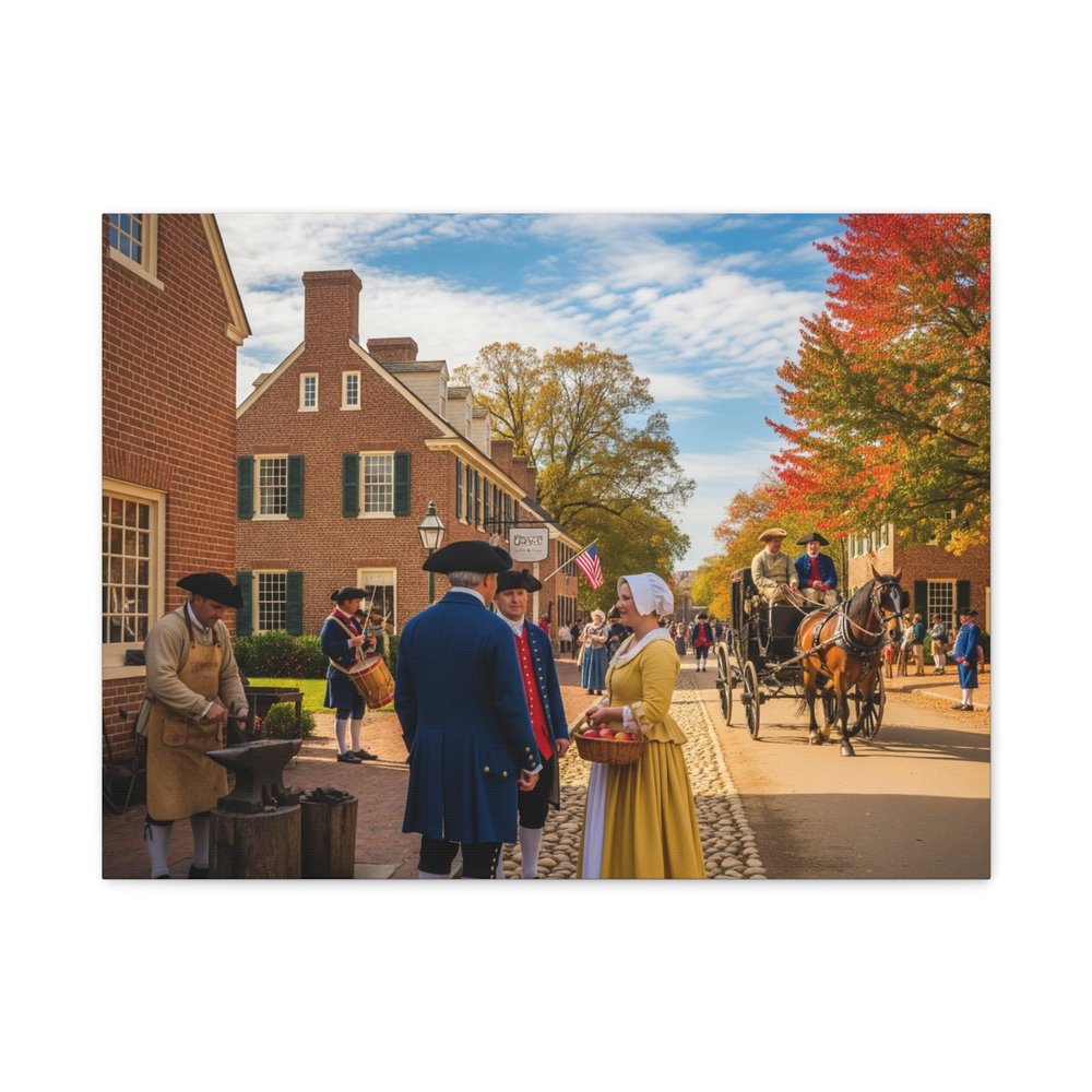 A Colorful Williamsburg Colonial Reenactment in Virginia Matte Canvas Wall Art 24 * 18 inches Made in USA