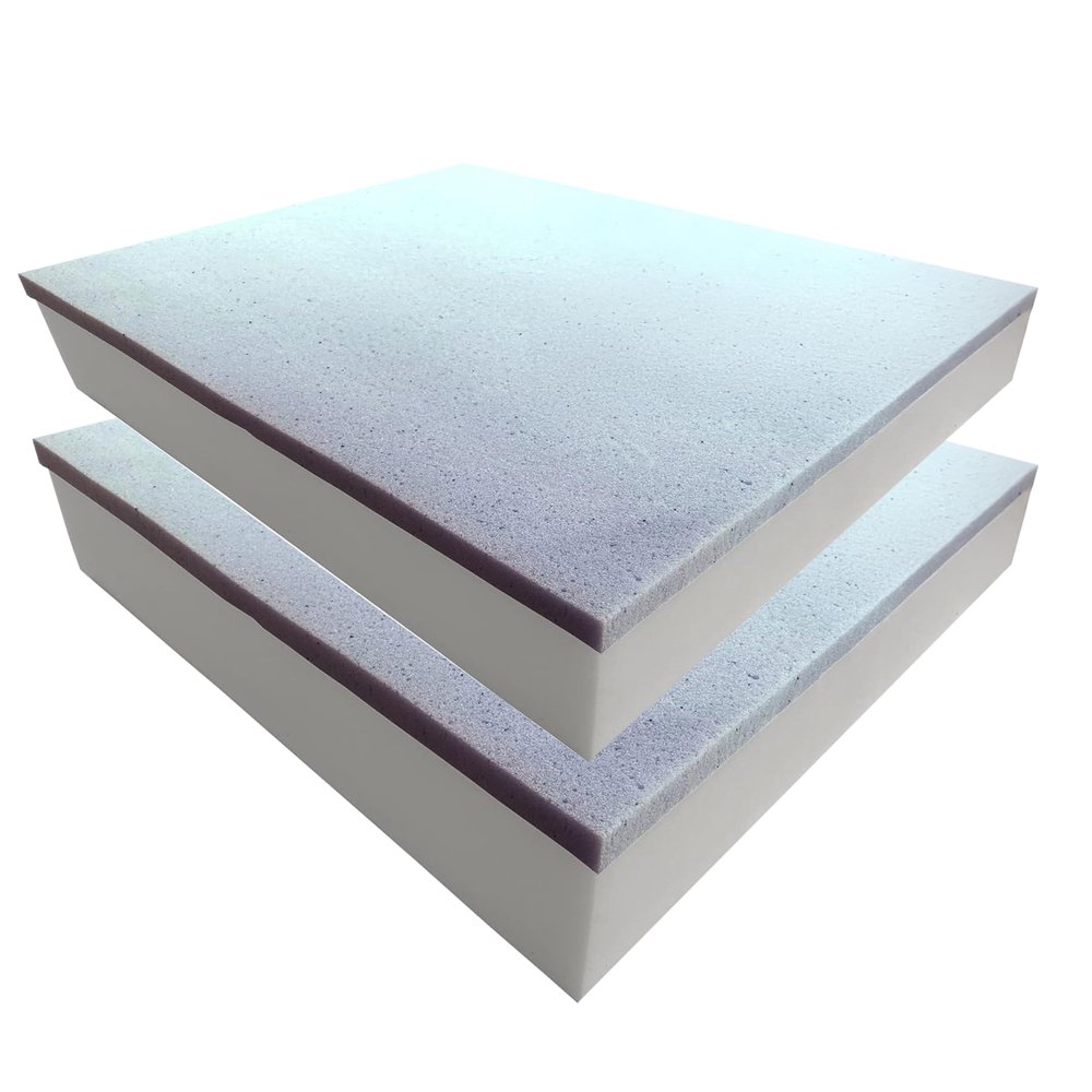 Foamma 3" x 26" x 26" Gel Memory Foam, High Density Base, Medium Feel (Chair Cushion Square Foam for Dining Chairs, Wheelchair Seat Cushion Replacement), 2 Pack