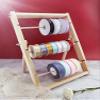 3 Layer Wood Ribbon Storage Rack for Craft Room Organize, Gift Packing Satin Ribbons Organizer/Florist Wrapping Ribbon Display Holder, 3 Tier-34X45cm/13.3X17.7in view 2