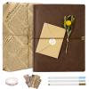 Vienrose Photo Album Scrapbook Kit, 3 Ring Faux Leather Cover DIY Memory Book Kraft Paper with 50 Sheets 100 Pages, Vintage Scrapbooking Supplies Set for Wedding, Anniversary, Valentine Gifts, Brown view 1