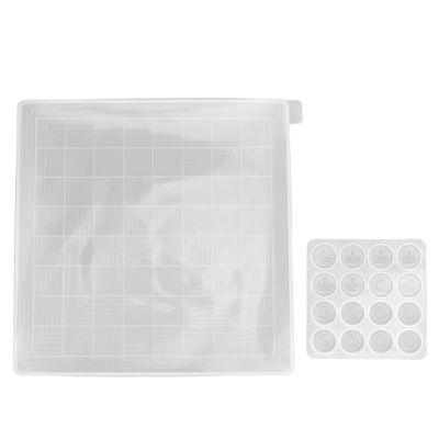 Grcfumo 2Pcs Chess Mold, Transparent Silicone Casting Checkers Board Set, Tabletop Board Game Silicone Mold for DIY International Chess