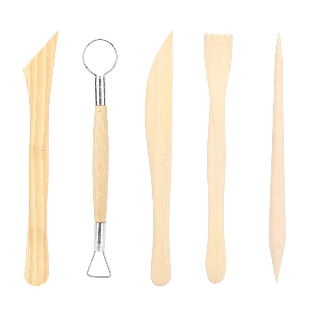 Clay Wood Sculpting Tool Wooden Handle Pottery Carving Set Modelling Supplies for Craft Art Projects