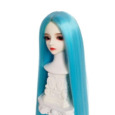 SISON BENNE Doll Wig, Dolls Long Straight Hair Wigs for 1/3 1/4 1/6 Ball Jointed Doll BJD Toy DIY Soft Hair 25 Colors (Extra Small(Head C. 11.5-12cm),Light Blue)