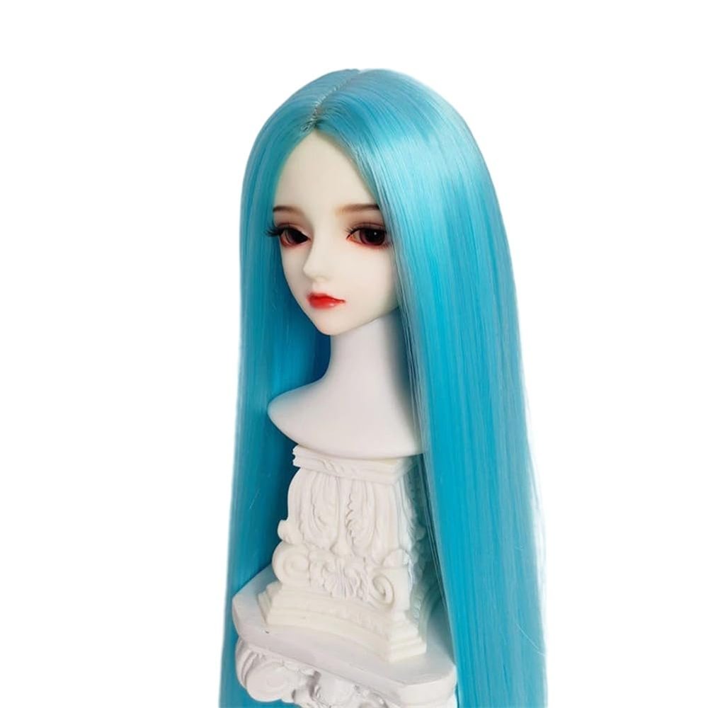 SISON BENNE Doll Wig, Dolls Long Straight Hair Wigs for 1/3 1/4 1/6 Ball Jointed Doll BJD Toy DIY Soft Hair 25 Colors (Extra Small(Head C. 11.5-12cm),Light Blue)