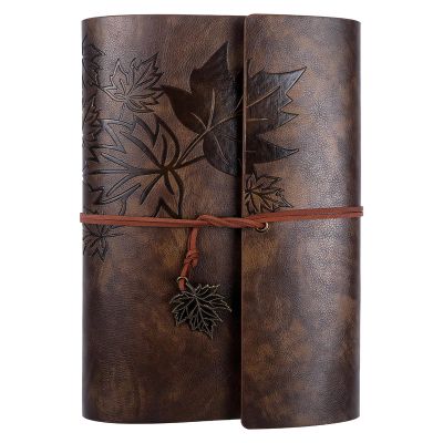 Travel Sketchbook with Strap Closure, Refillable 3 Ring Binder Notebook, Vintage Leather Journal with Maple Leaf Design, A5 Size Art Journal, Pu Cover Writing Diary