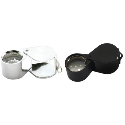 10X Jewelers Loupe Set Chrome & Black 18mm Folding Eye Magnifiers