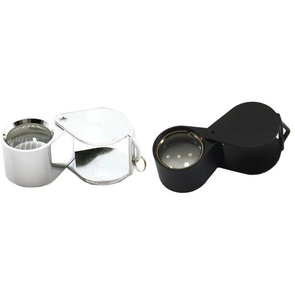 10X Jewelers Loupe Set Chrome & Black 18mm Folding Eye Magnifiers