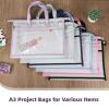 6 Pack A3 Clear Mesh Project Bags, Sewing Organizer with Zipper and Shoulder Straps, Ideal Craft Storage for Quilters, Nylon PVC for Sewing Supplies view 3
