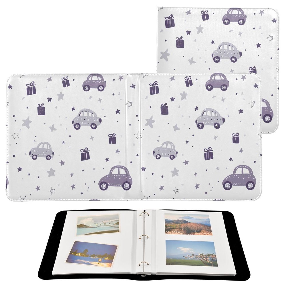 Coikll Cute Cartoon Car Photo Album 3-Ring DIY Picture Book for Family Wedding Self-Stick Scrapbook