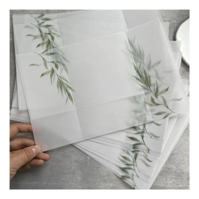 Invitation Sleeves Green leaf Vellum Wrap suitable for a 5 x 7 Wedding Invitation(80pcs)
