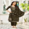 Indian Pure Viscose Fabric Emboridery Foil Print Work Straight Suit 15788 (Black, 40) view 2