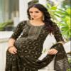 Indian Pure Viscose Fabric Emboridery Foil Print Work Straight Suit 15788 (Black, 40) view 3