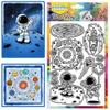 CHGCRAFT Astronaut Clear Stamps Galaxy Transparent Stamps Planet Silicone Clear Stamp Seals for DIY Scrapbooking Photo Album Decoration, 4.36.3 inch view 1
