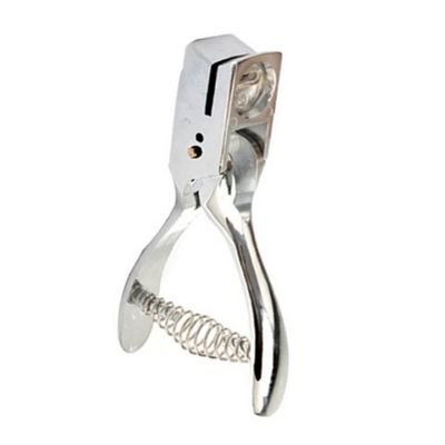 NUOBESTY Silver Handheld Slot Hole Puncher for Id Badges Zinc Alloy Metal Punch Tool with Spring Action for PVC Cards Photo Cardstock and Restaurant Pos Cards Obround Slot Compact