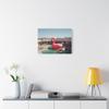 A Giant Inflatable Flamingo in a Desert Motel Pool - 24 * 18 Inch Matte Canvas Wall Art - Made in USA view 3