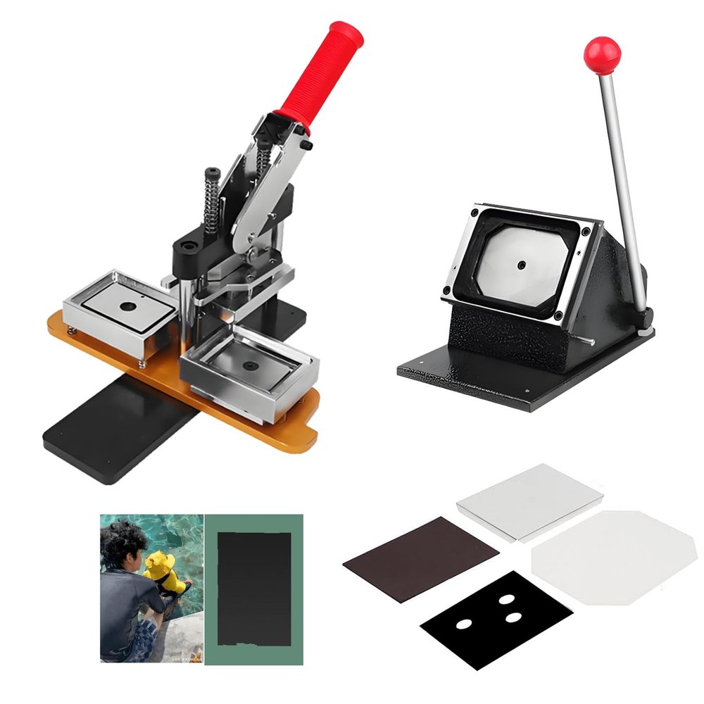 DNEPEI Refrigerator Sticker Making Machine,DIY Button Badge Press Maker Kit,Includes Press + Paper Cutter + 100-Piece Supplies, Compatible with Acrylic & Cardboard Acrylicsheet-3.1 * 2in/8 * 5.3cm