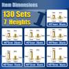 ArcNascency 130 Sets Gold Chicago Screws Leather Rivets Kit, 7 Sizes (M5*4,5,6,8,10,12,15) & 3 Screw Lengths (M4*3,4,5) for Belts, Bookbinding, DIY Leather (Gold) view 2