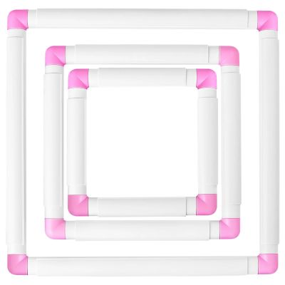 3 Pcs Set, Square Quilting Frames, Embroidery Hoops, White Clip-On Embroidery Frame for Cross Stitch, 6X6In, 8X8In, 11X11In