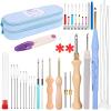 35Pcs Punch Needle Kit Adult Beginner, Adjustable Punch Needle Tool with Different Size Needles & Storage Case, Wooden Handle Embroidery Pen Set for Gifts, Decoration & DIY Craft Project view 1