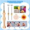 35Pcs Punch Needle Kit Adult Beginner, Adjustable Punch Needle Tool with Different Size Needles & Storage Case, Wooden Handle Embroidery Pen Set for Gifts, Decoration & DIY Craft Project view 2