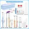 35Pcs Punch Needle Kit Adult Beginner, Adjustable Punch Needle Tool with Different Size Needles & Storage Case, Wooden Handle Embroidery Pen Set for Gifts, Decoration & DIY Craft Project view 3
