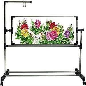 Embroidery Stand - Height Adjustable Needlework Floor Frame with Wheels, Stainless Steel Craft Stand for Art and Sewing Projects
