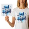 Dance Iron-On Graphic for Glam DIY Apparel - Ready-to-Press DTF Heat Transfer with Rhinestones & Blue Bow for Dance Enthusiasts view 1