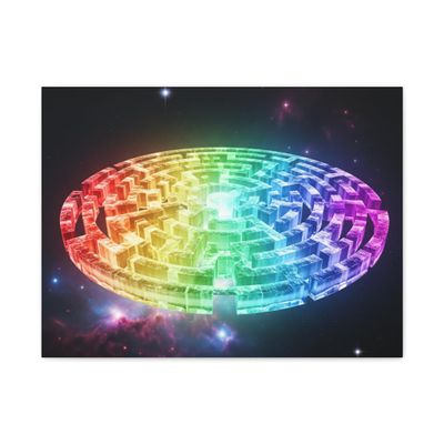 A Rainbow Labyrinth Floating Among the Stars - Matte Canvas Wall Art 24 * 18 inches Made in USA