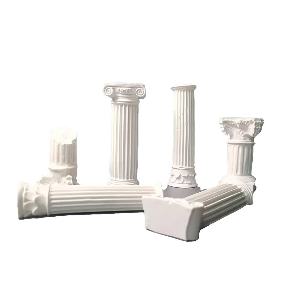 Distressed Roman Pillars Set of 6 - Mini Broken Greek Columns for Mythology Displays Miniature Diorama (2.55"-3.74" Tall, Antique White Plaster)