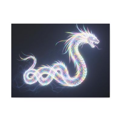 A Glowing Rainbow Holographic Serpent Matte Canvas Wall Art 24 * 18 inch Made in USA