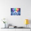 A Rainbow Fireworks Show Over a Crystal City - Matte Canvas Wall Art 24 * 18 inches - Made in USA view 3