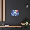 A Rainbow Fireworks Show Over a Crystal City - Matte Canvas Wall Art 24 * 18 inches - Made in USA view 4