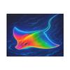 A Rainbow Stingray Gliding in Glowing Waters Matte Canvas Wall Art 24 * 18 inches Made in USA view 1