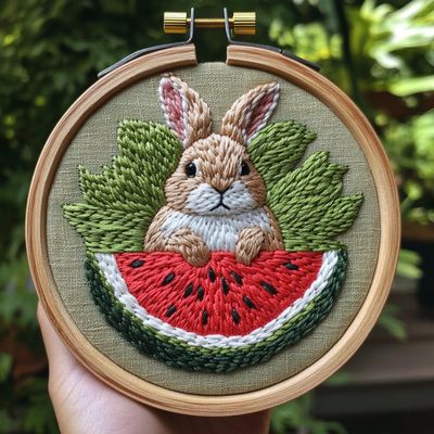 Punch Needle kit for Beginners, Artistic Cute Rabbit Embroidery kit, Punch Stitching kit for Adults, Needle Punch Kits for Adults, Joyful Seasonal Project
