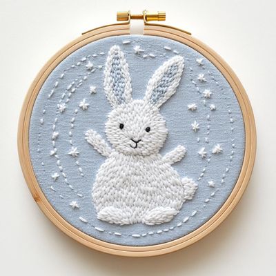 Punch Needle kit for Beginners, Playful Rabbit Embroidery Hobby kit, Punch Stitching kit for Adults, Needle Punch Kits for Adults, Festive Handmade Holiday Activity