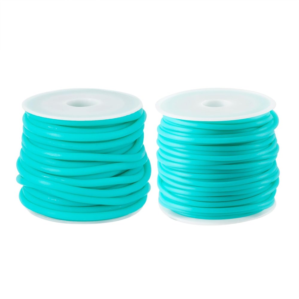 Elecrelive 2mm 3mm Hollow Pipe Rubber Tube Cords 16.4 Yards Turquoise Barber Cord for Knitting DIY Craft Beading Necklaces Bracelet Holding Stitches