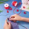 Elecrelive Stitches Holder Knitting Rubber Barber Cords Hollow Pipe Tubing 16.4 Yards Stitch Stopper Set with Plastic Cord Locks Fuchsia for DIY Jewelry Making view 2