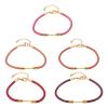 FASHEWELRY 5 Pcs Round Braided Imitation Leather Cord Bracelet Pink Red Adjustable Cord Bracelets Friendship Boho Bracelet with Golden Bar for DIY Jewelry Making (7.17 inch) view 1