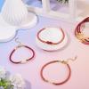 FASHEWELRY 5 Pcs Round Braided Imitation Leather Cord Bracelet Pink Red Adjustable Cord Bracelets Friendship Boho Bracelet with Golden Bar for DIY Jewelry Making (7.17 inch) view 2
