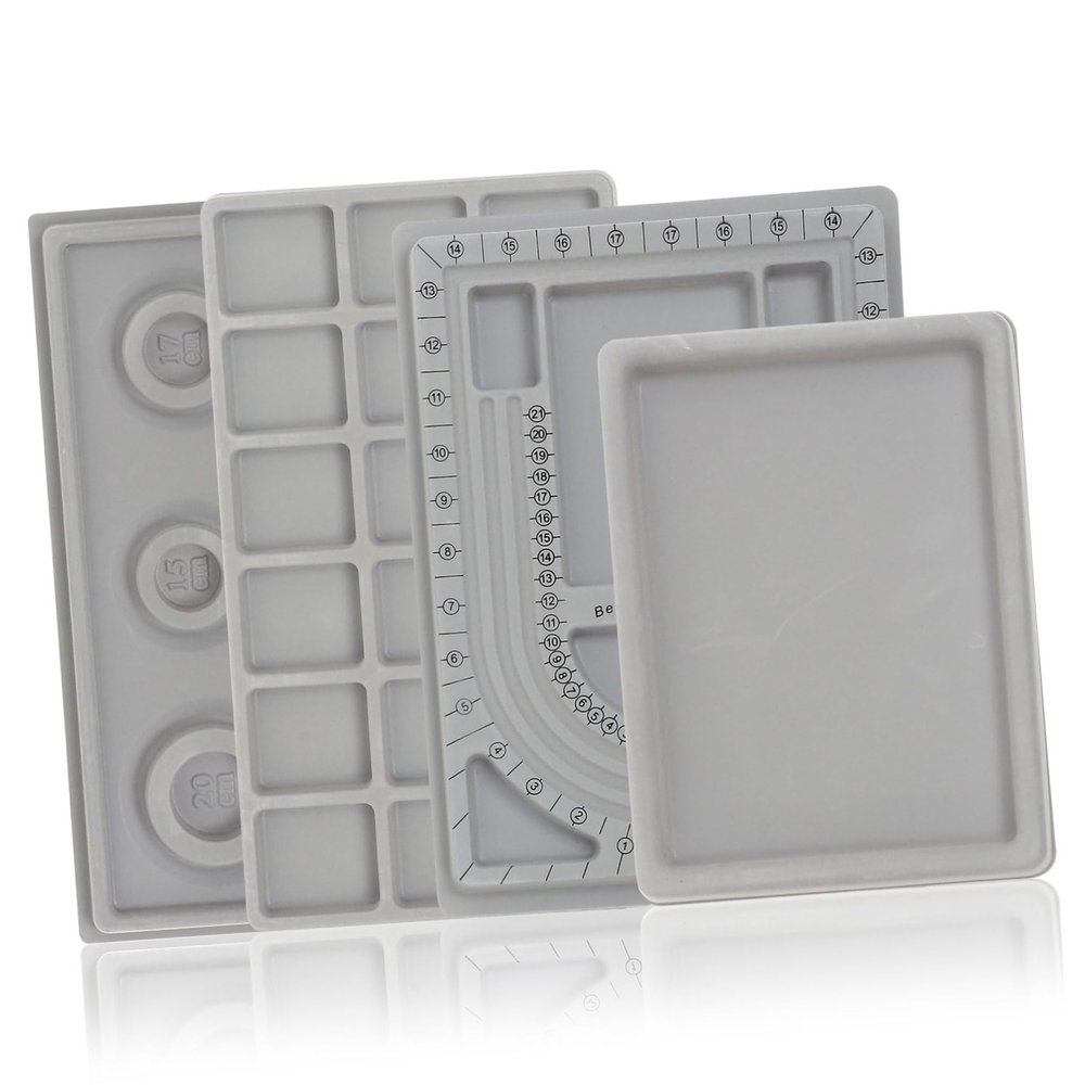 LALAFINA 4pcs Bead Jewelry Boards DIY Bracelet Necklace Design Trays Organizer for Craft Projects Bead Stringing Sorting and Jewelry Making Tools