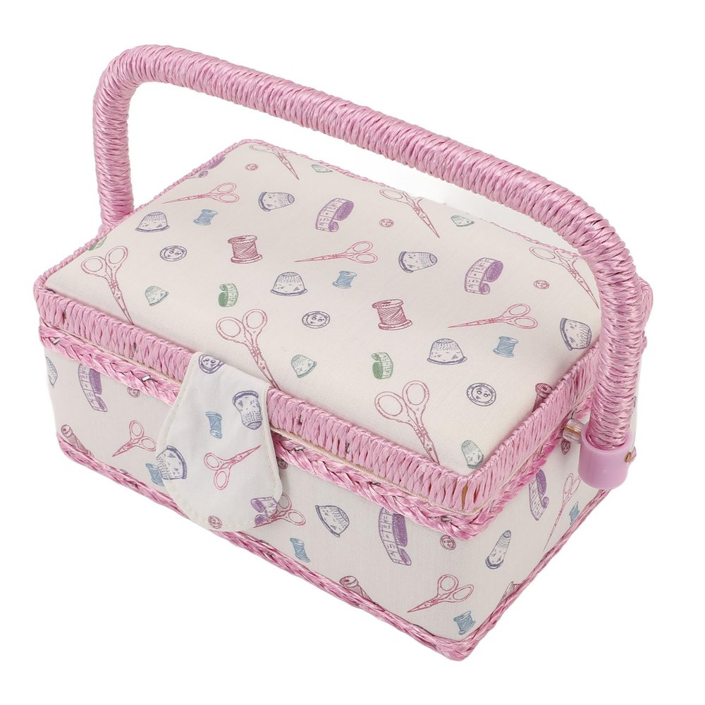 Srliya Sewing Basket Organizer, Portable Embroidery Mending Storage Box with Removable Tray, Great Mother Beginners Family, Purple, Fabric Plastic Wood,