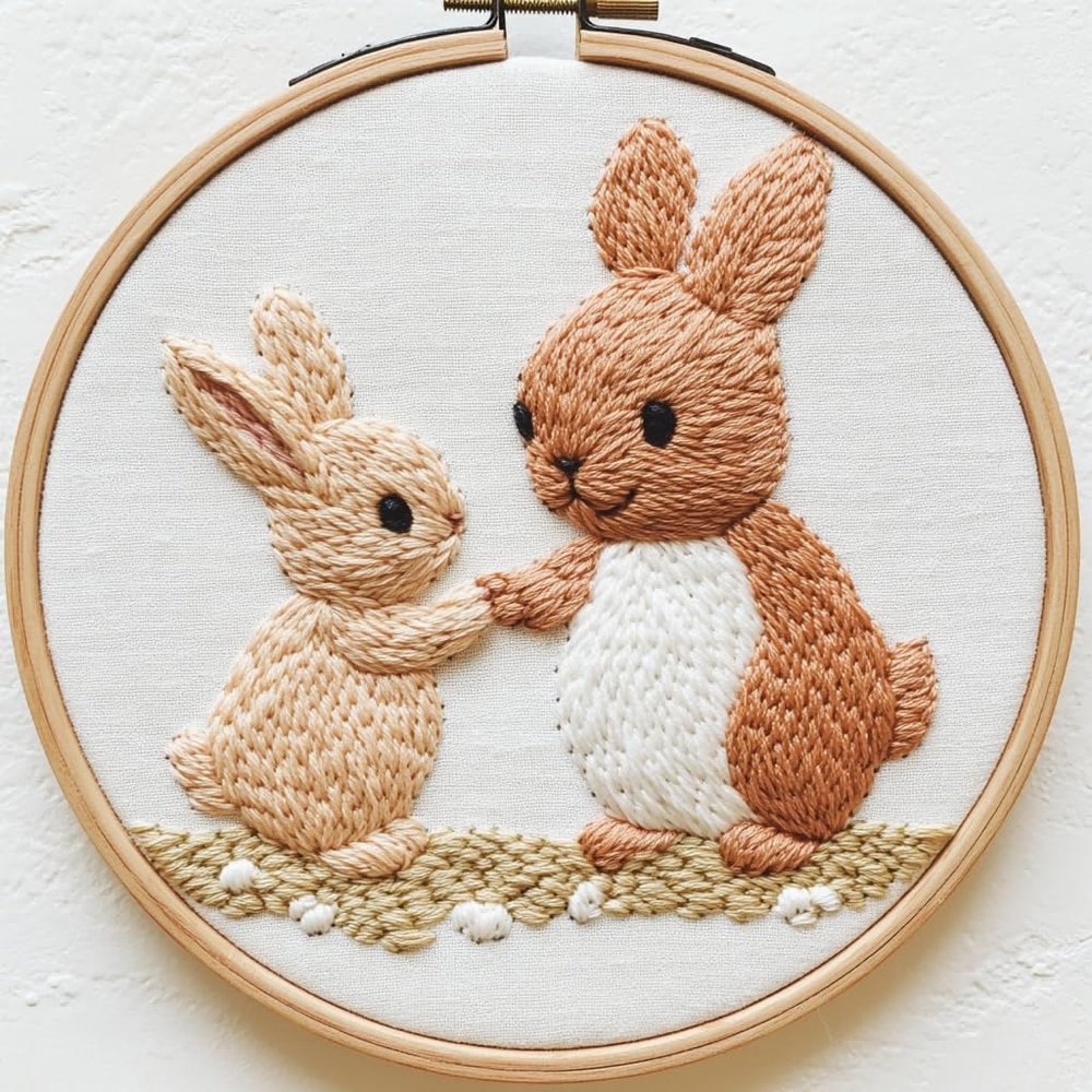 Punch Needle kit for Beginners, Radiant Rabbit Embroidery Hobby kit, Punch Stitching kit for Adults, Needle Punch Kits for Adults, Festive Handmade DIY Project