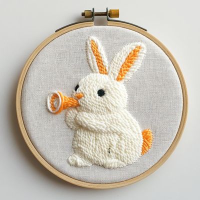 Punch Needle kit for Beginners, Delightful Rabbit Embroidery Creative Design, Punch Stitching kit for Adults, Needle Punch Kits for Adults, Festive Handmade Activity