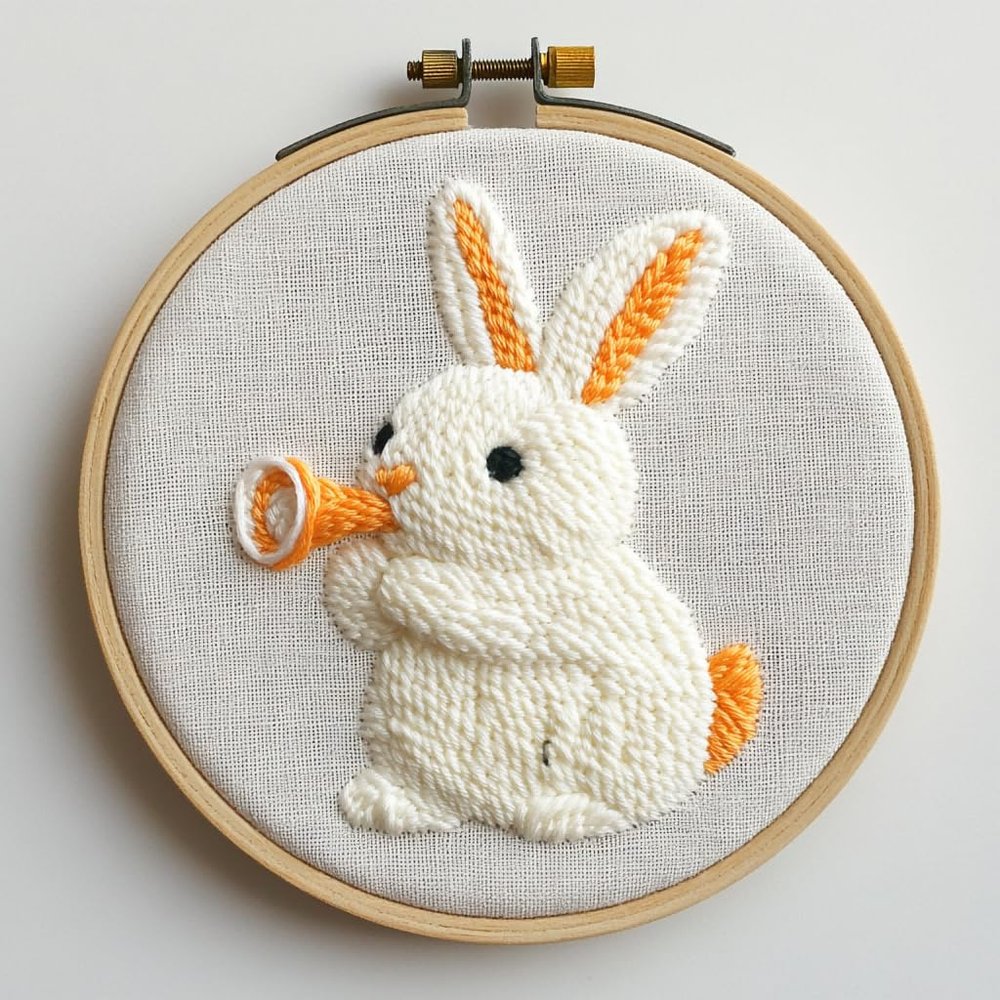 Punch Needle kit for Beginners, Delightful Rabbit Embroidery Creative Design, Punch Stitching kit for Adults, Needle Punch Kits for Adults, Festive Handmade Activity