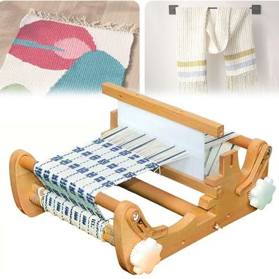 Household Weaving Loom Kit, Stand Wooden Multi-Craft Weaving Loom, DIY Hand-Woven Knitting Machine, Adjustable Weaving Density for Crafting Tea Seats, Coasters, Placemats, Cloth Bags