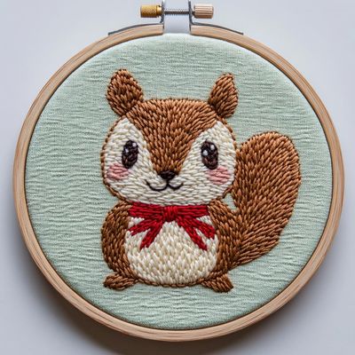 Punch Needle kit for Beginners, Enchanting Cute Squirrel Embroidery DIY Festive Set, Punch Stitching kit for Adults, Needle Punch Kits for Adults, Holiday Handmade Project